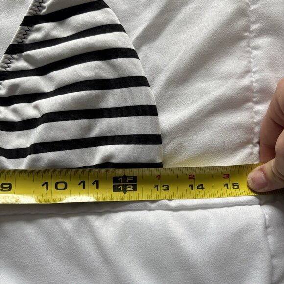 Becca Womens Size Large String Bikini Top Black White Striped Swimsuit Beach - Picture 2 of 6